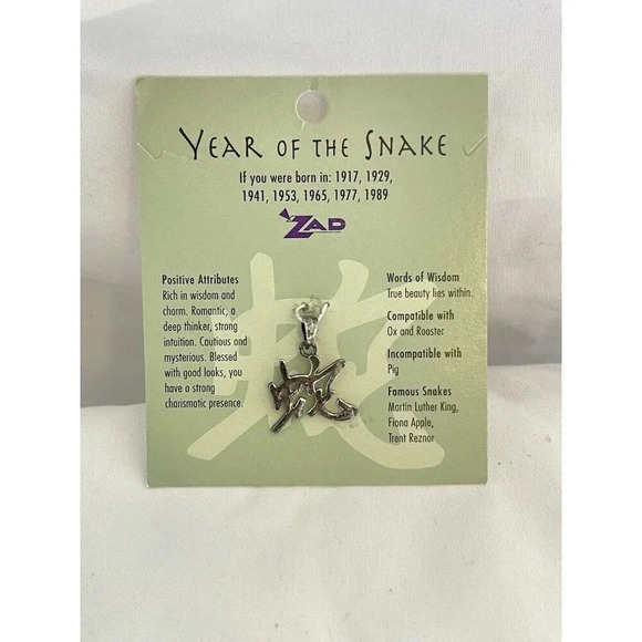 Sterling Silver 925 Year Of The Snake Symbol Pendant Astrology Zodiac - Picture 1 of 4